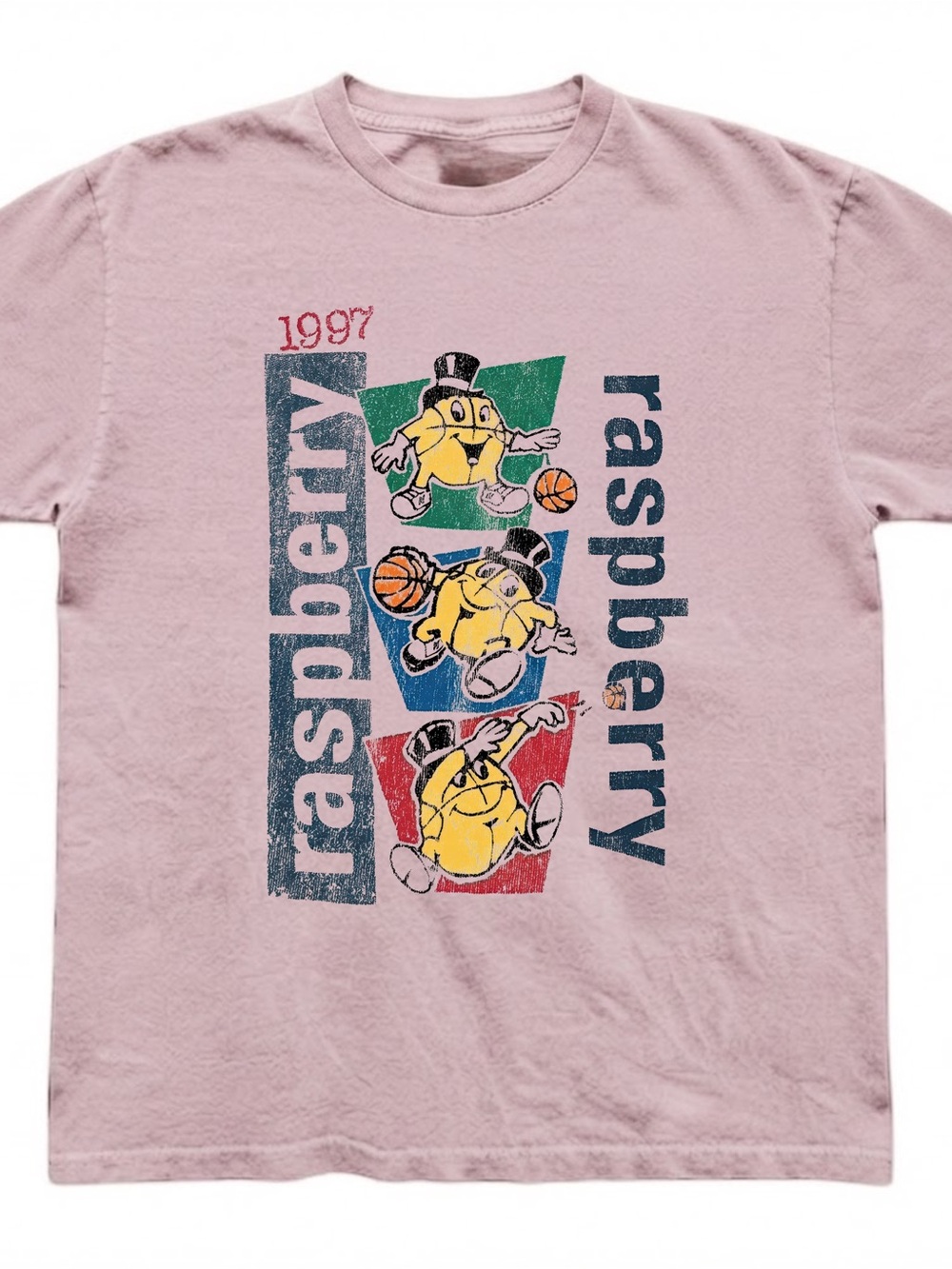 Raspberry 1997 Basketball Graphic Gildan T-shirt Pink Cotton Tee